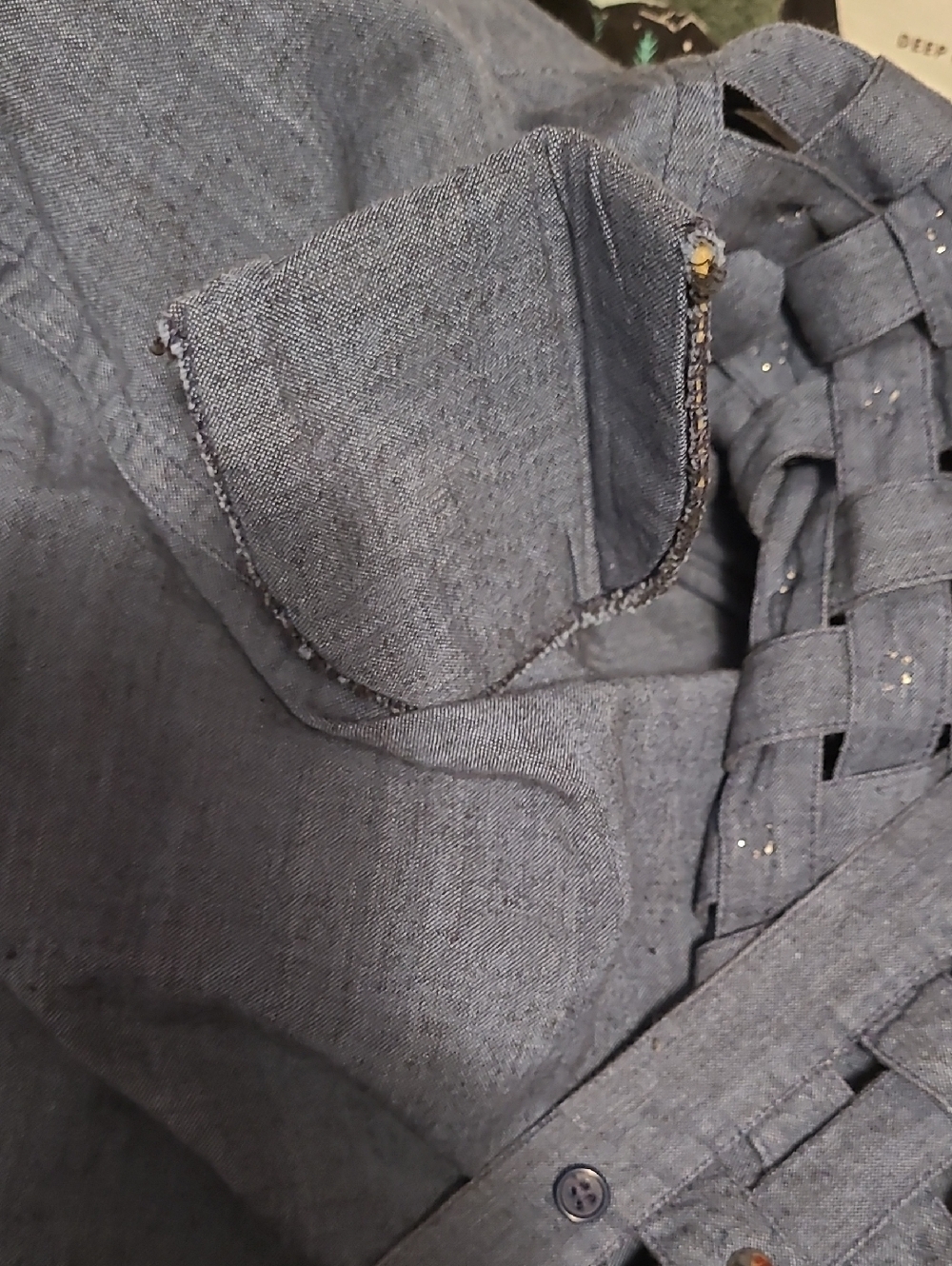 VINTAGE Blue Woven-Detail 3PC PANT SUIT - Picture 15 of 15
